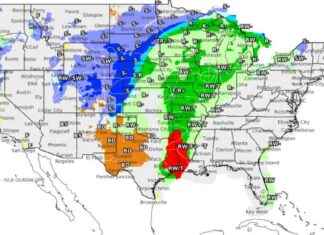 全国范围内预计的“多灾害”级别的极端天气和火灾风险